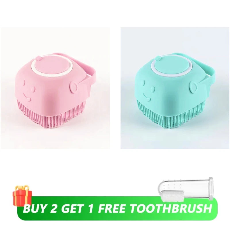 Dog Bath Brush Silicone Pet Shampoo Brush Soap Dog Scrubber Cat Massage Grooming Wash Comb Soft Rubber Puppy Clean Brush