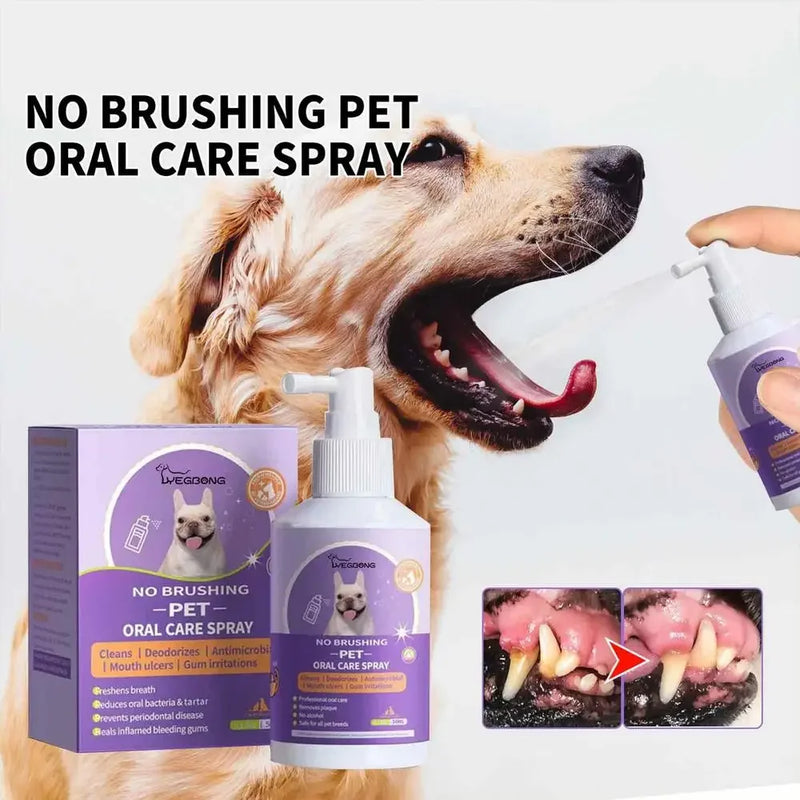 Spray Bucal para Pets 50ml - Limpeza Oral para Cães e Gatos, Hálito Fresco, Limpeza dos Dentes, Desodorante Bucal, Prevenção de Cálculo Dental, Elimina o Mau Hálito de Filhotes, Produtos para Animais de Estimação