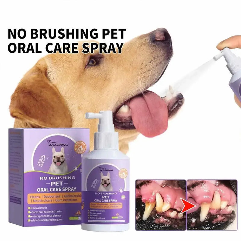 Spray Bucal para Pets 50ml - Limpeza Oral para Cães e Gatos, Hálito Fresco, Limpeza dos Dentes, Desodorante Bucal, Prevenção de Cálculo Dental, Elimina o Mau Hálito de Filhotes, Produtos para Animais de Estimação