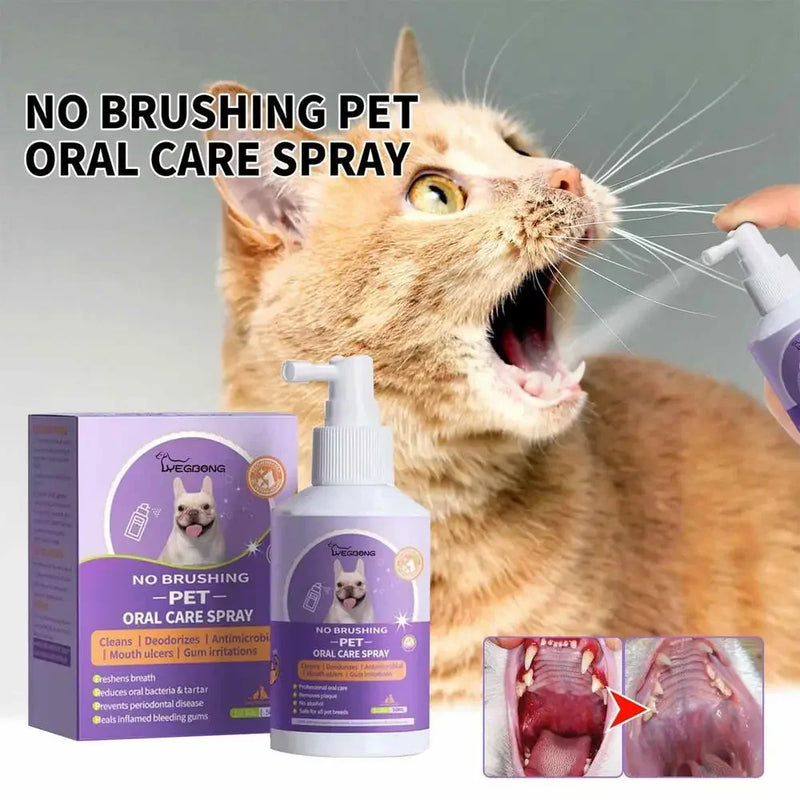 Spray Bucal para Pets 50ml - Limpeza Oral para Cães e Gatos, Hálito Fresco, Limpeza dos Dentes, Desodorante Bucal, Prevenção de Cálculo Dental, Elimina o Mau Hálito de Filhotes, Produtos para Animais de Estimação