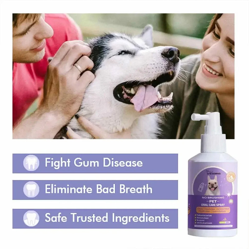 Spray Bucal para Pets 50ml - Limpeza Oral para Cães e Gatos, Hálito Fresco, Limpeza dos Dentes, Desodorante Bucal, Prevenção de Cálculo Dental, Elimina o Mau Hálito de Filhotes, Produtos para Animais de Estimação