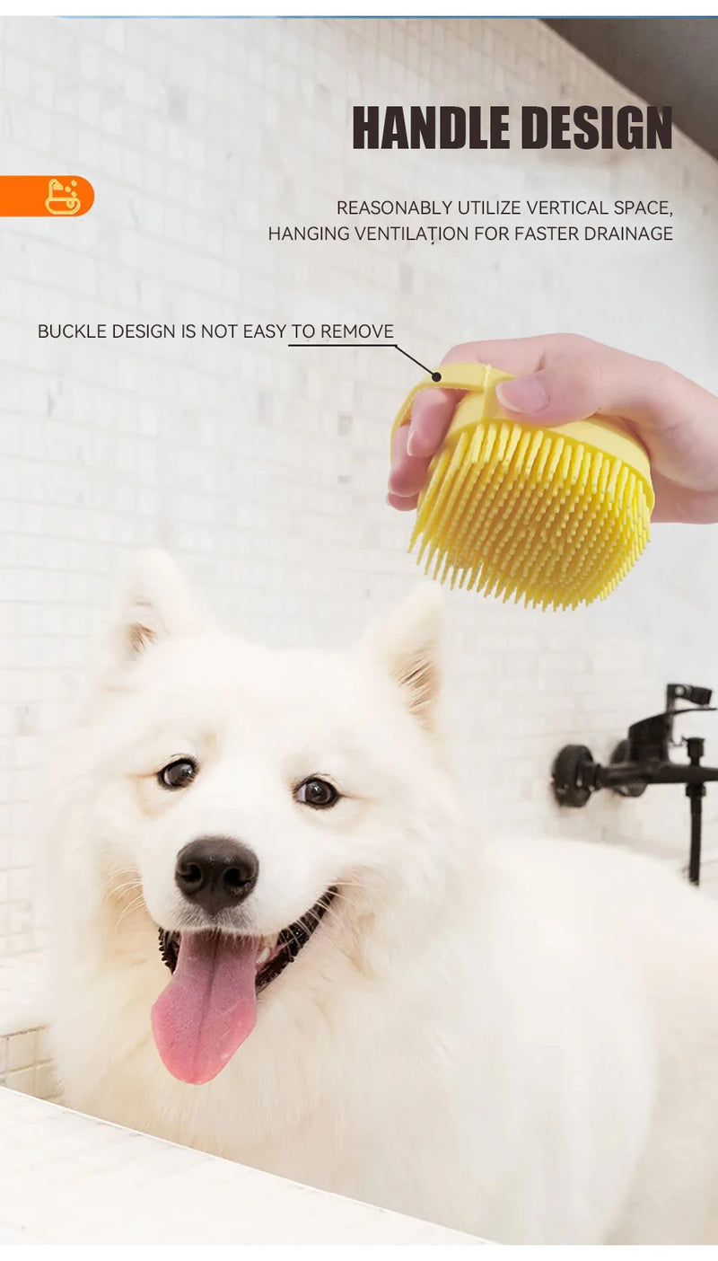 Dog Bath Brush Silicone Pet Shampoo Brush Soap Dog Scrubber Cat Massage Grooming Wash Comb Soft Rubber Puppy Clean Brush