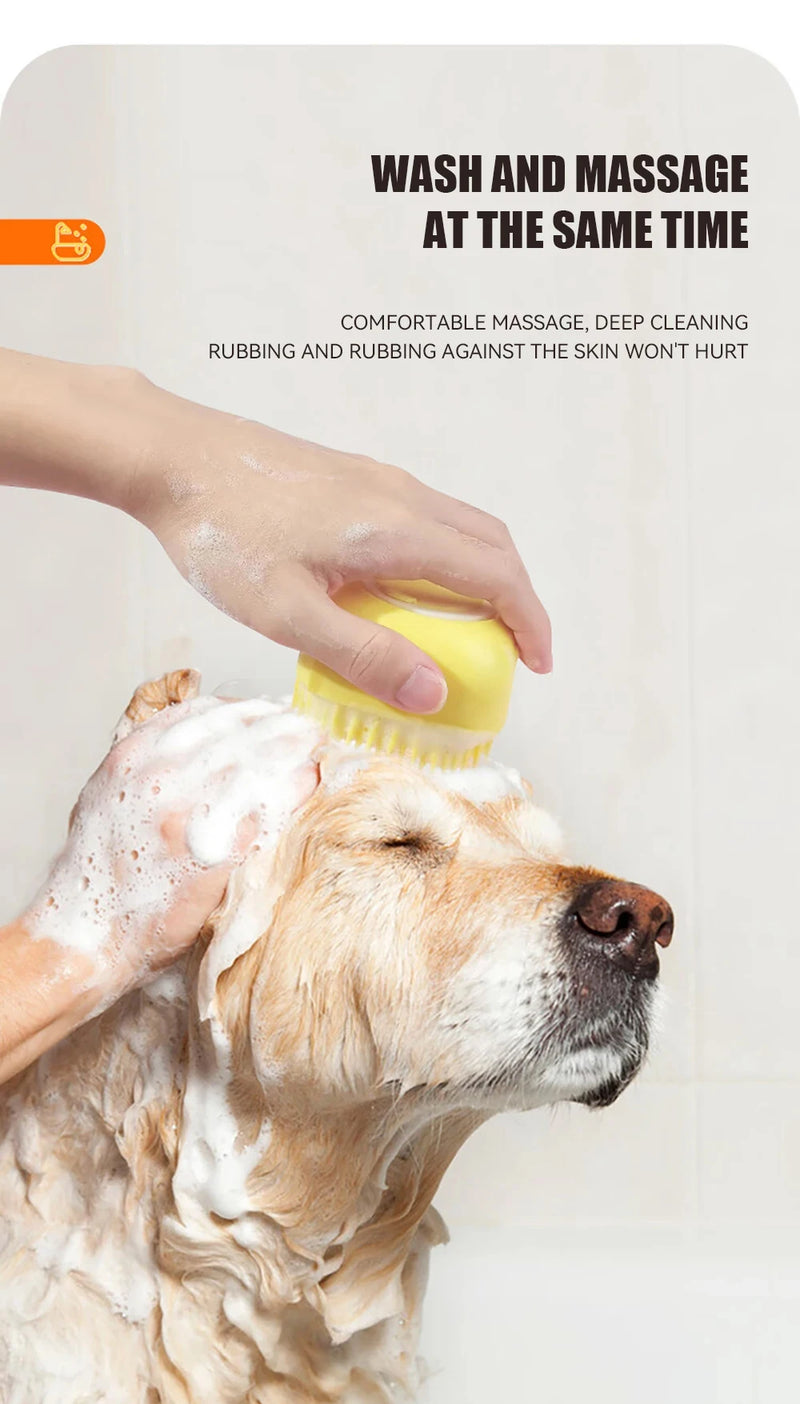 Dog Bath Brush Silicone Pet Shampoo Brush Soap Dog Scrubber Cat Massage Grooming Wash Comb Soft Rubber Puppy Clean Brush