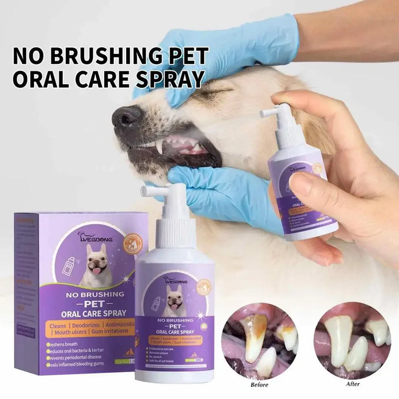 Spray Bucal para Pets 50ml - Limpeza Oral para Cães e Gatos, Hálito Fresco, Limpeza dos Dentes, Desodorante Bucal, Prevenção de Cálculo Dental, Elimina o Mau Hálito de Filhotes, Produtos para Animais de Estimação